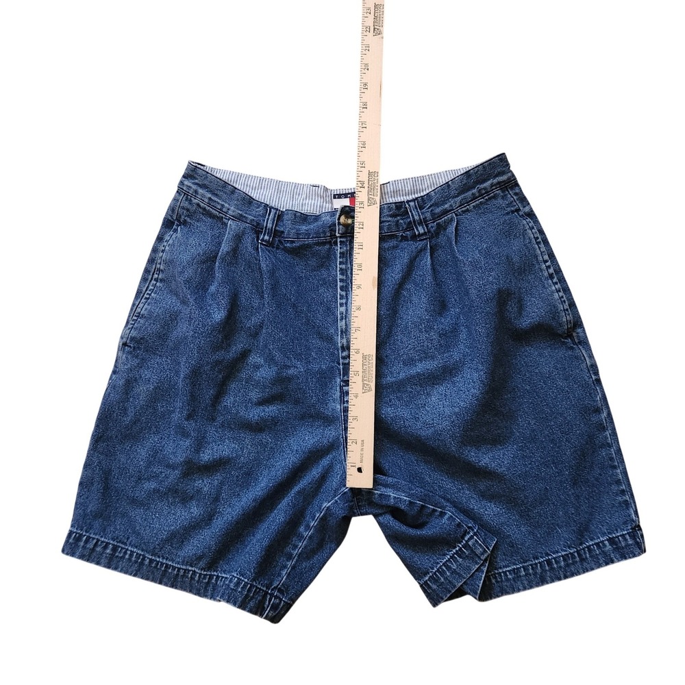Tommy Hilfiger Vintage‎ Mens Pleated Denim Jorts Blue Mid Wash Size 34 Relaxed - Picture 4 of 8